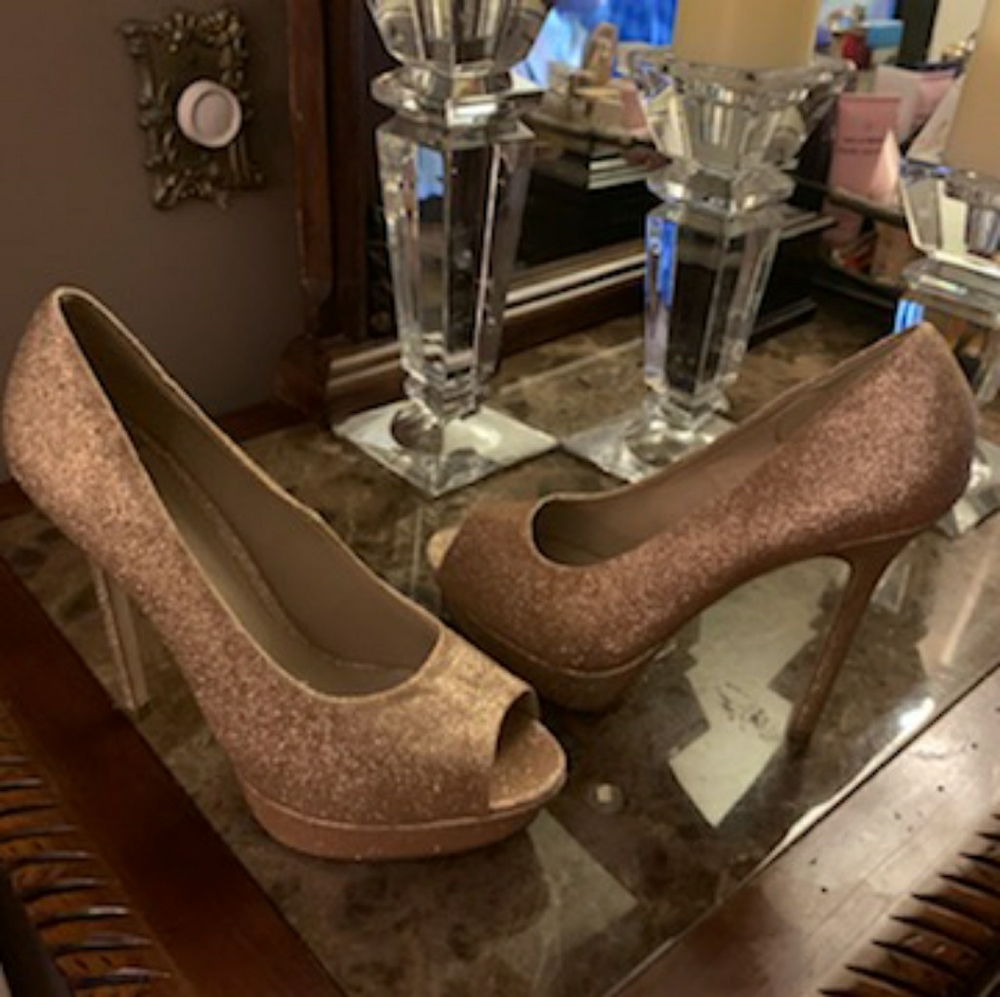 UNSENSORED platform GOLD high heels